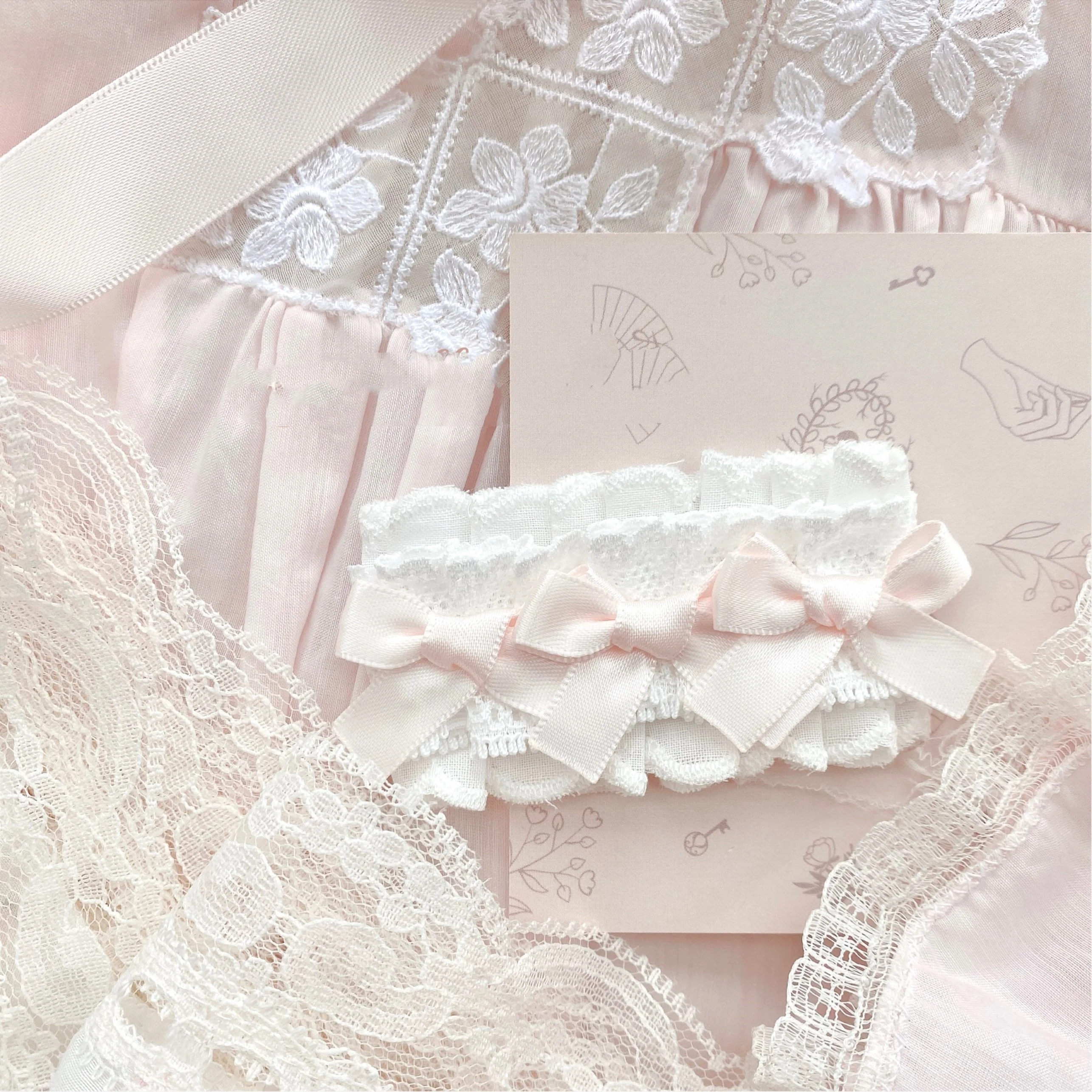 Pink and white bow hair clips, brooches   HA1577 - Image 5