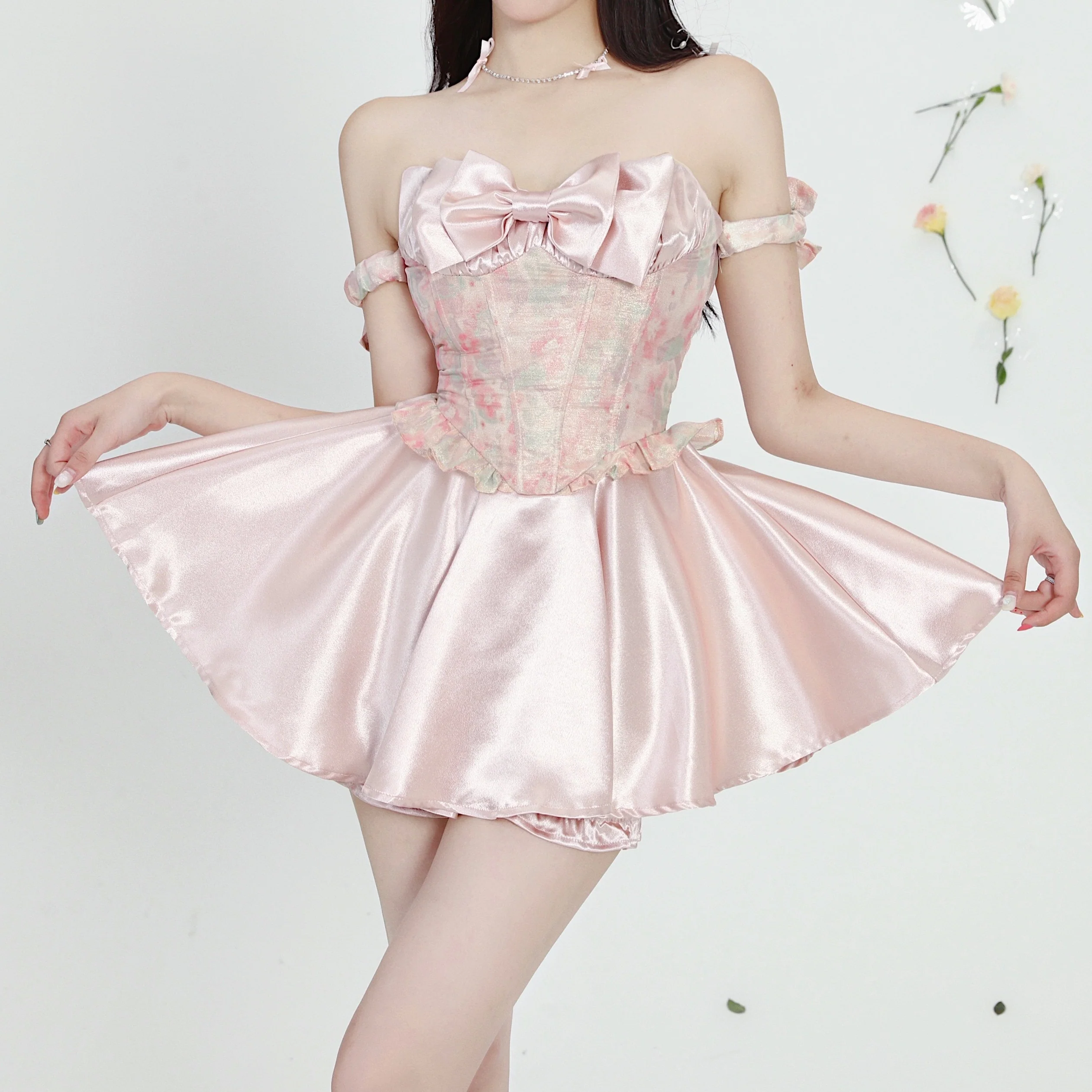 Pink Bow Dress HA1736 - Image 2
