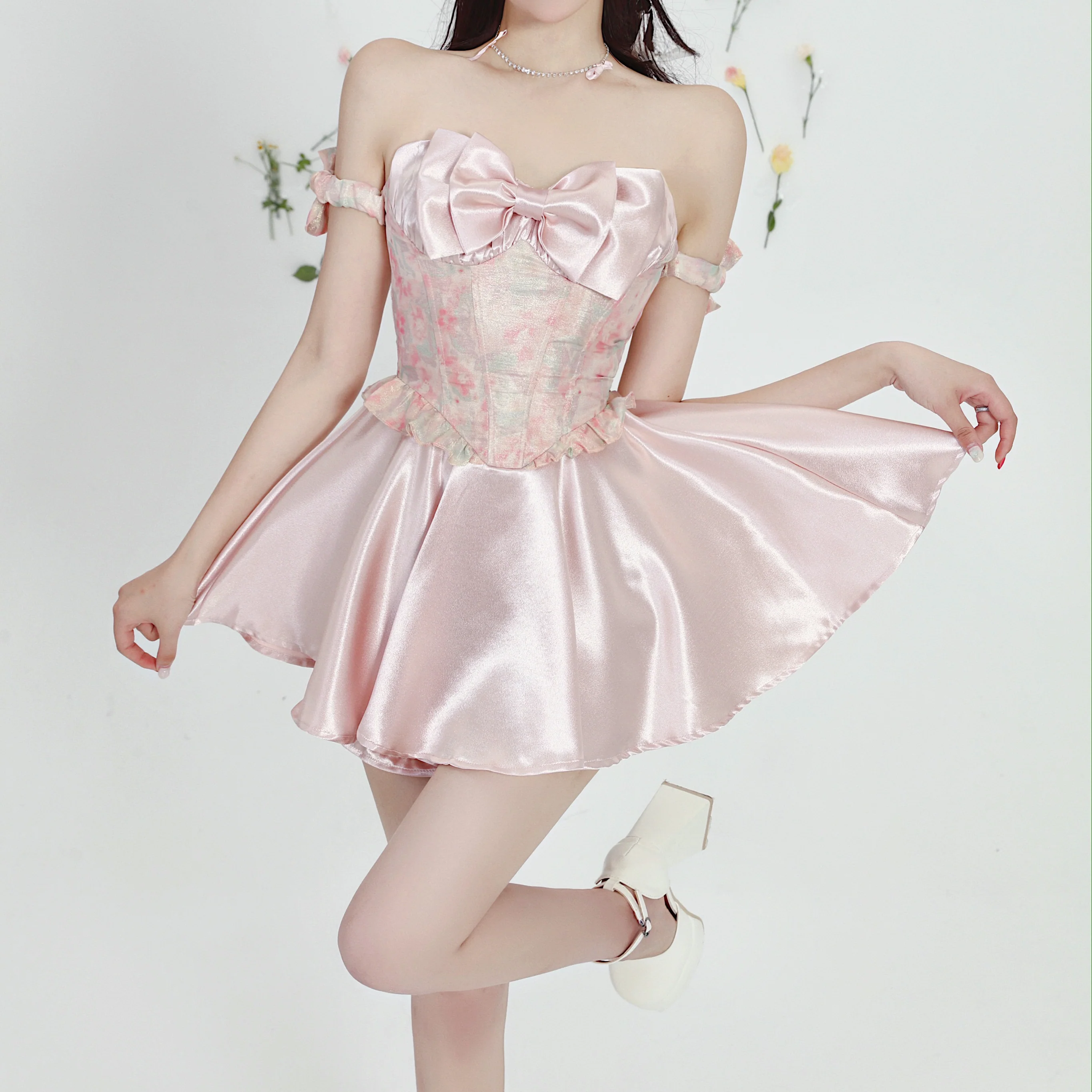 Pink Bow Dress HA1736 - Image 3