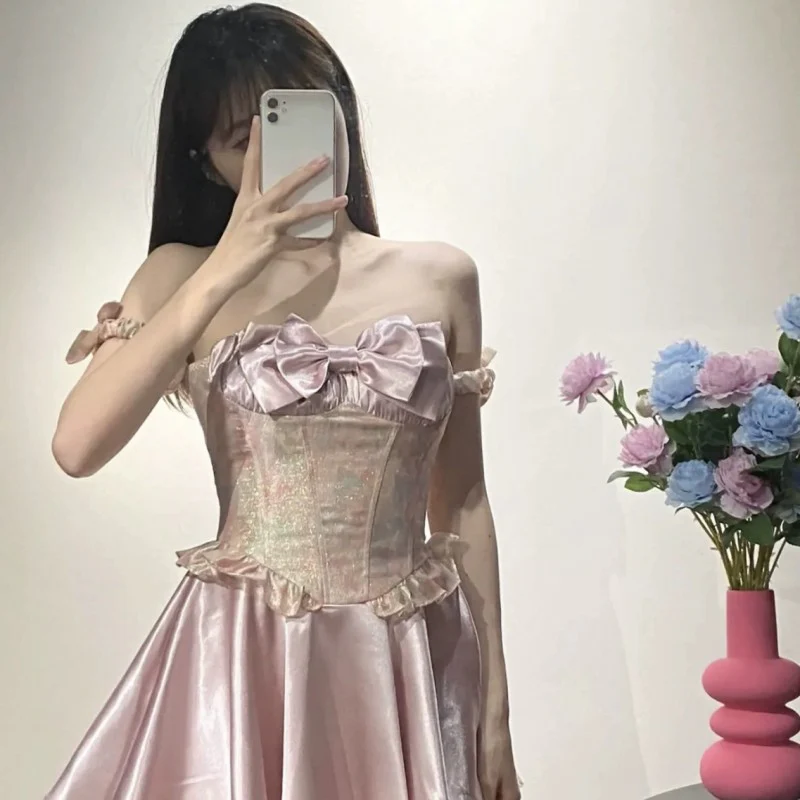 Pink Bow Dress HA1736 - Image 4