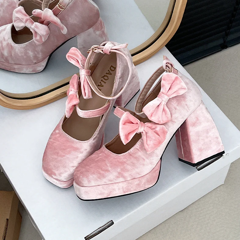 Pink bow high heels HA2379 - Image 4