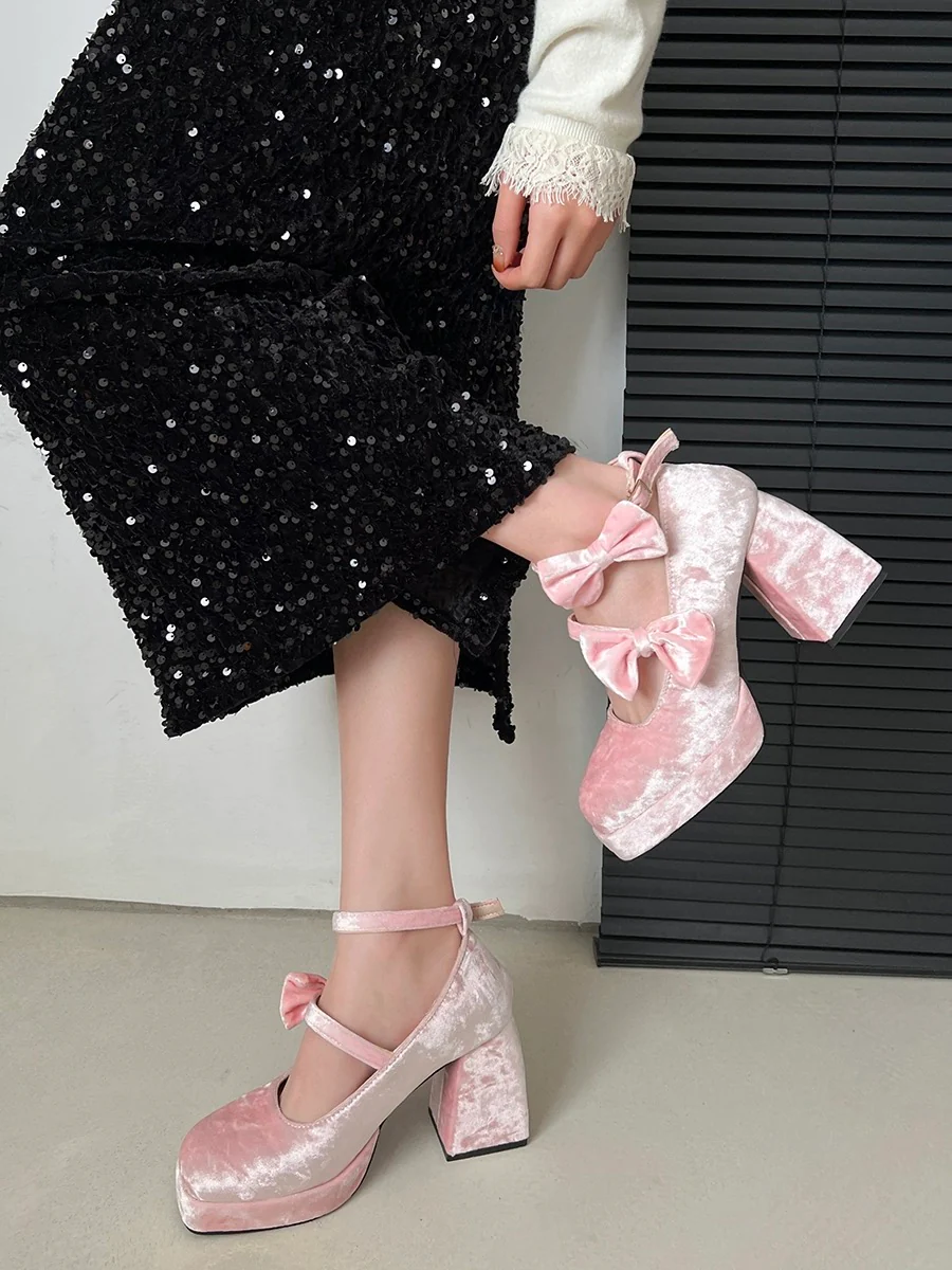 Pink bow high heels HA2379 - Image 6
