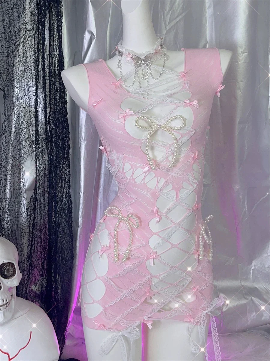 Pink Bow Hollow Dress HA2794 - Image 3