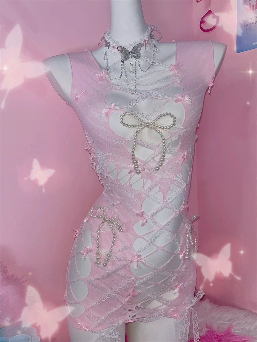 Pink Bow Hollow Dress HA2794 - Image 4