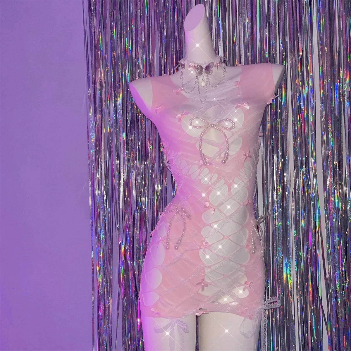 Pink Bow Hollow Dress HA2794 - Image 5
