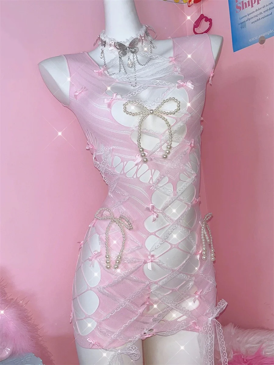 Pink Bow Hollow Dress HA2794 - Image 6
