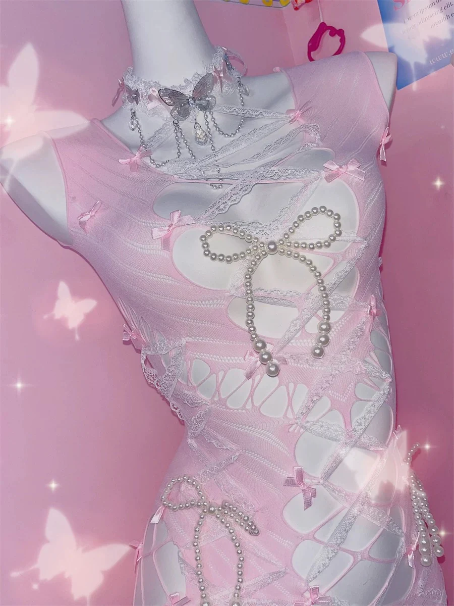 Pink Bow Hollow Dress HA2794 - Image 8