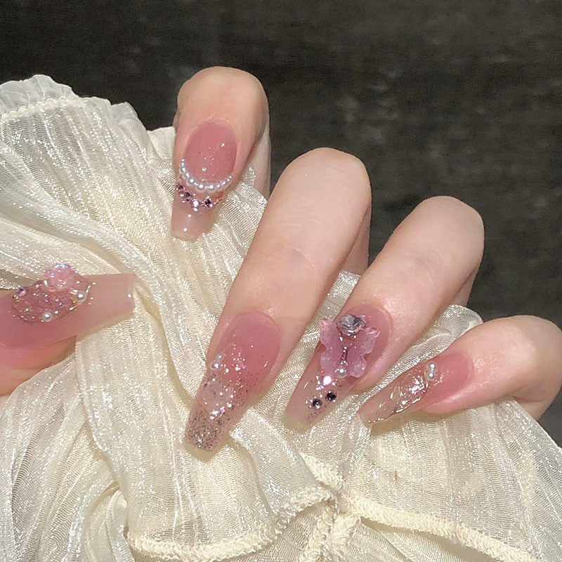 Pink Butterfly Flash Camellia Nail Art   HA1074 - Image 3
