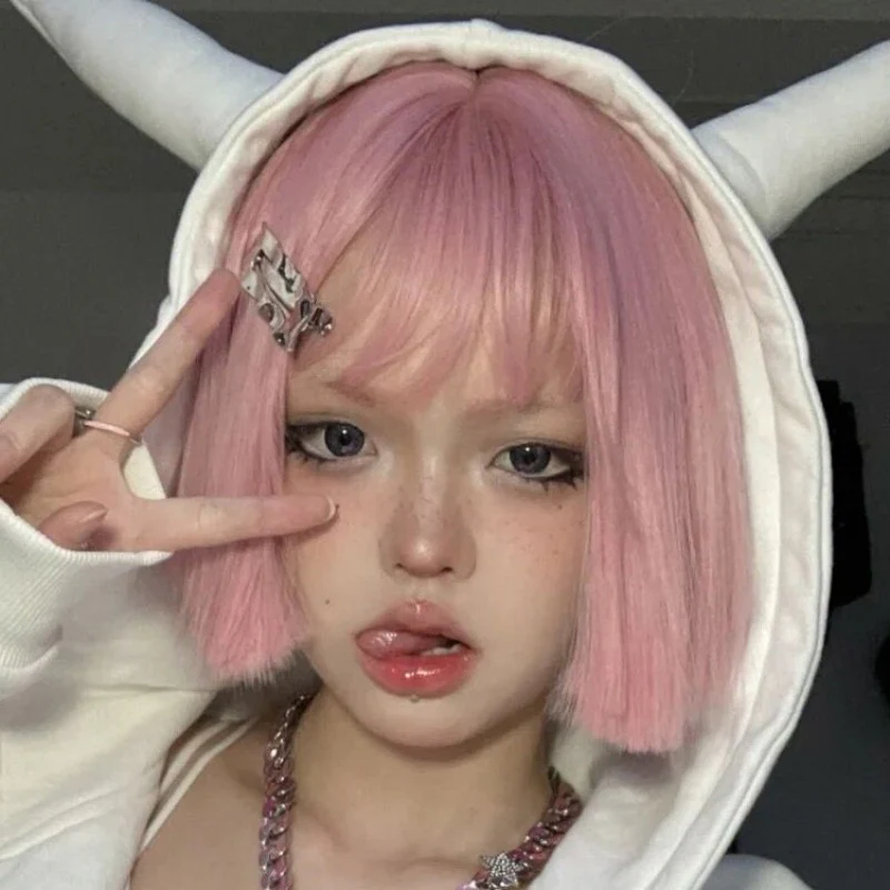 Pink cos universal bob wig   HA1545 - Image 3
