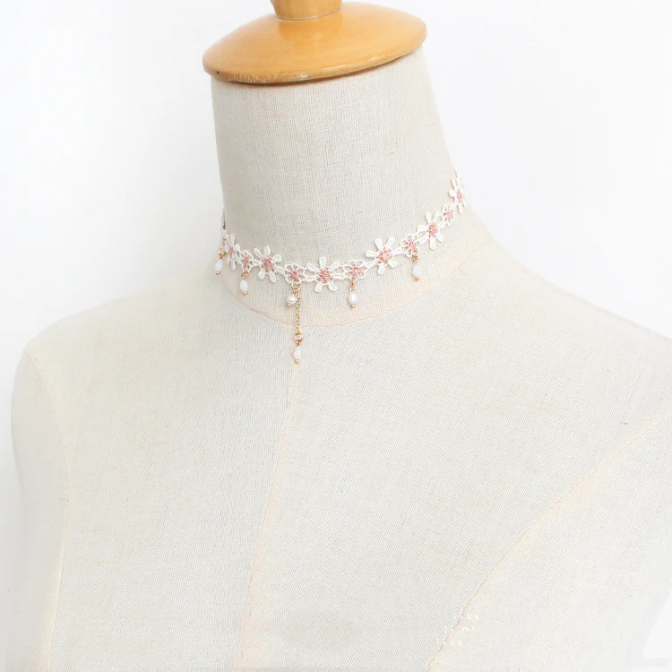 Pink Daisy Lace Clavicle Chain  HA0794 - Image 4
