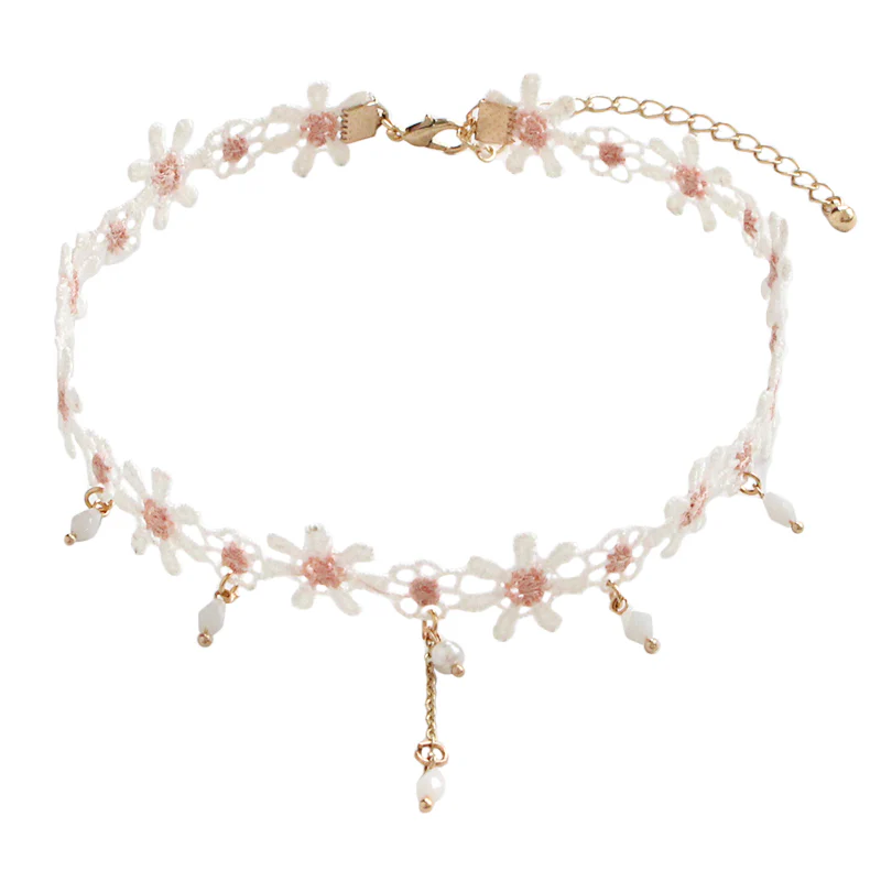 Pink Daisy Lace Clavicle Chain  HA0794 - Image 5