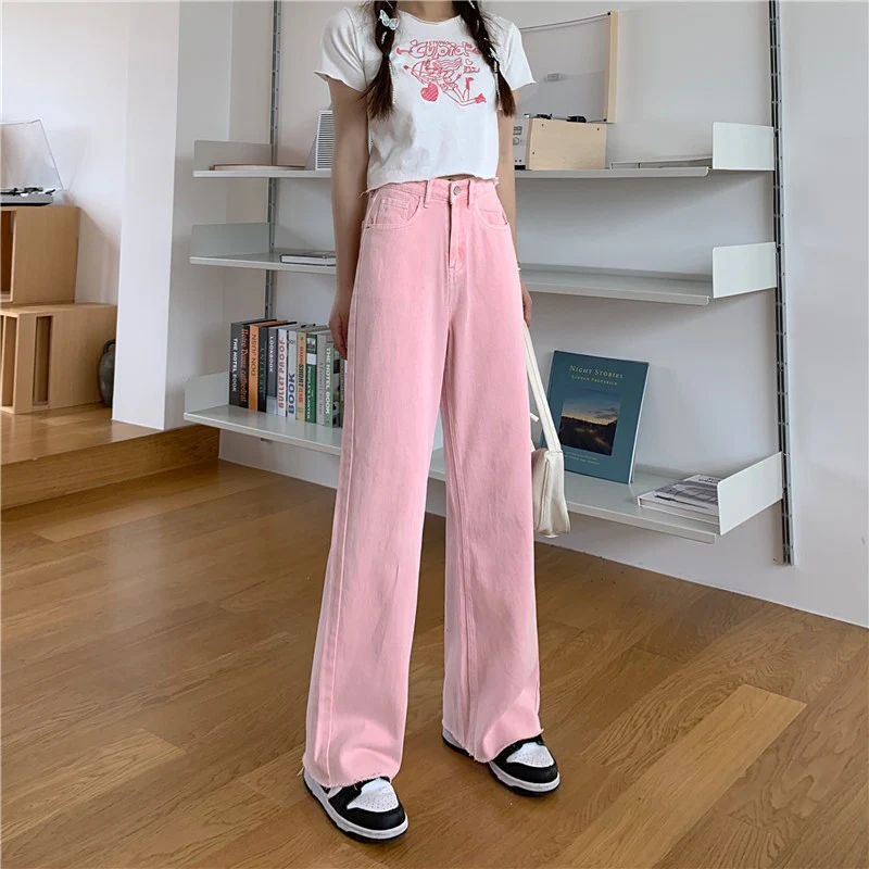 Pink Embroidered Denim Trousers HA1451 - Image 2