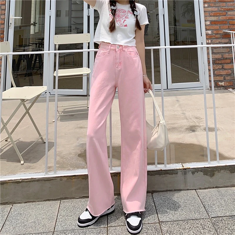 Pink Embroidered Denim Trousers HA1451 - Image 5