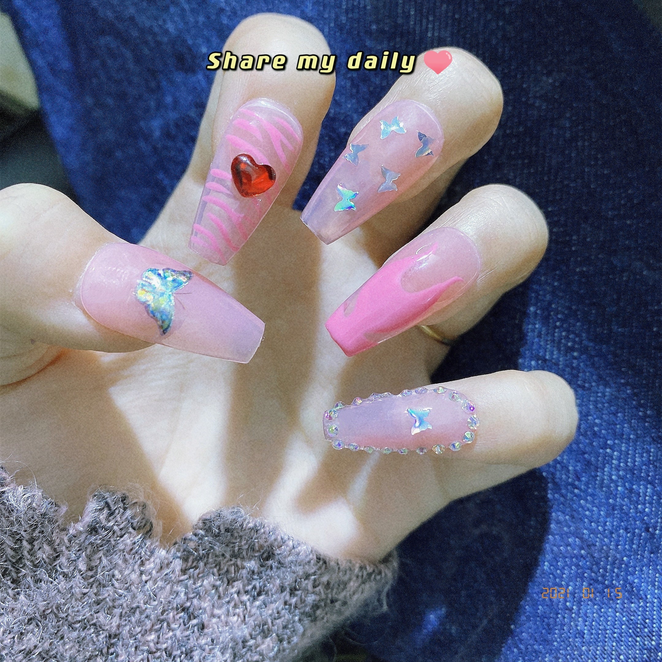 Pink Flame Nail Stickers    HA0128 - Image 4