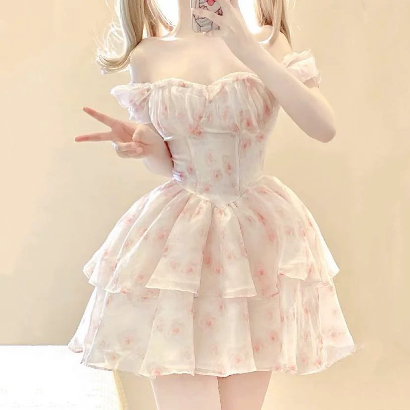 Pink floral dress HA2262 - Image 2