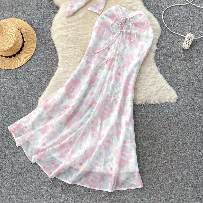 Pink floral two-piece suit HA2448 - Image 3