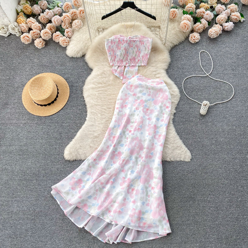 Pink floral two-piece suit HA2448 - Image 4
