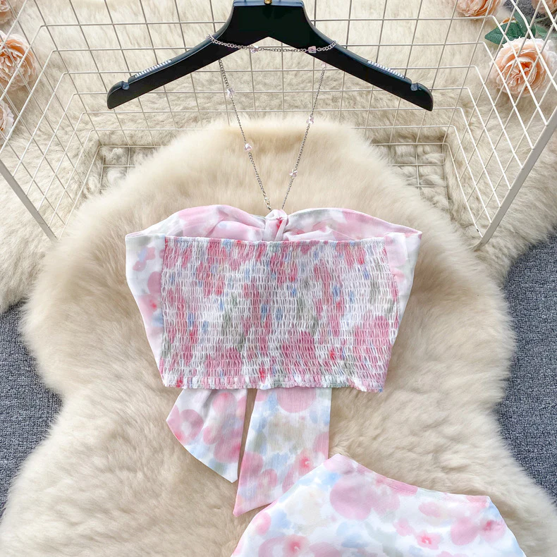 Pink floral two-piece suit HA2448 - Image 7