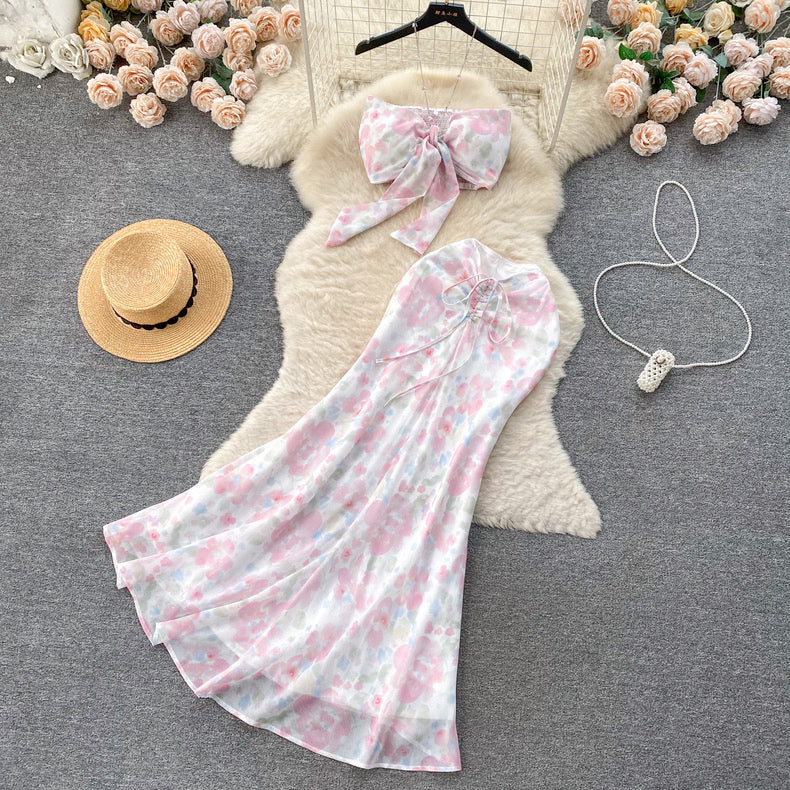Pink floral two-piece suit HA2448 - Image 9