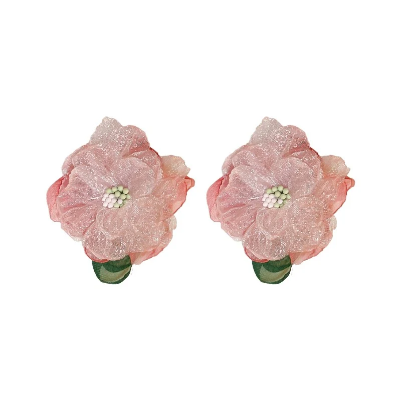Pink flower earrings HA2477 - Image 5