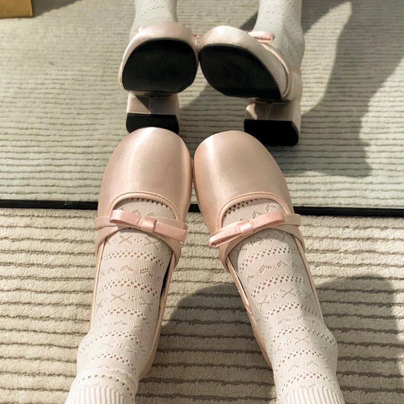 Pink French Block Heel Mary Janes  HA2104 - Image 4