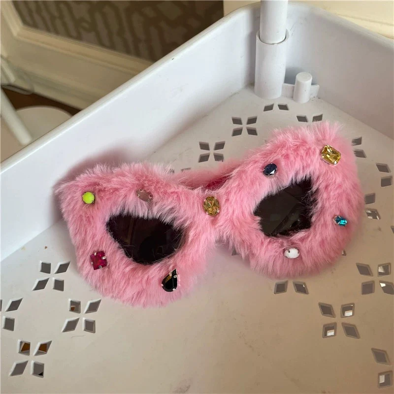 Pink furry sunglasses headband HA2591 - Image 3