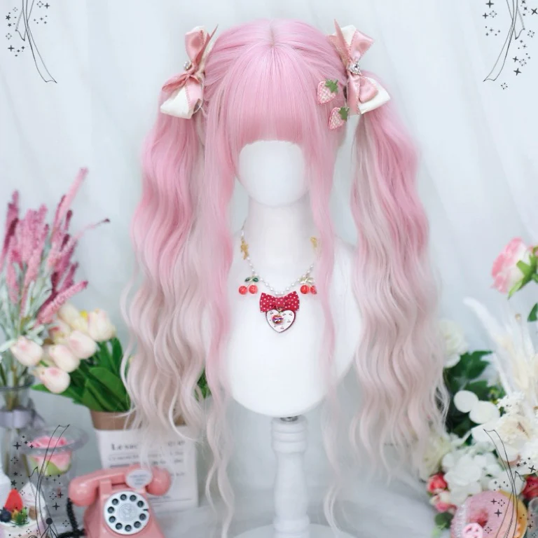 Pink gradient long curly wig HA2402 - Image 2