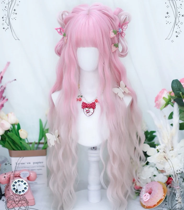 Pink gradient long curly wig HA2402 - Image 3