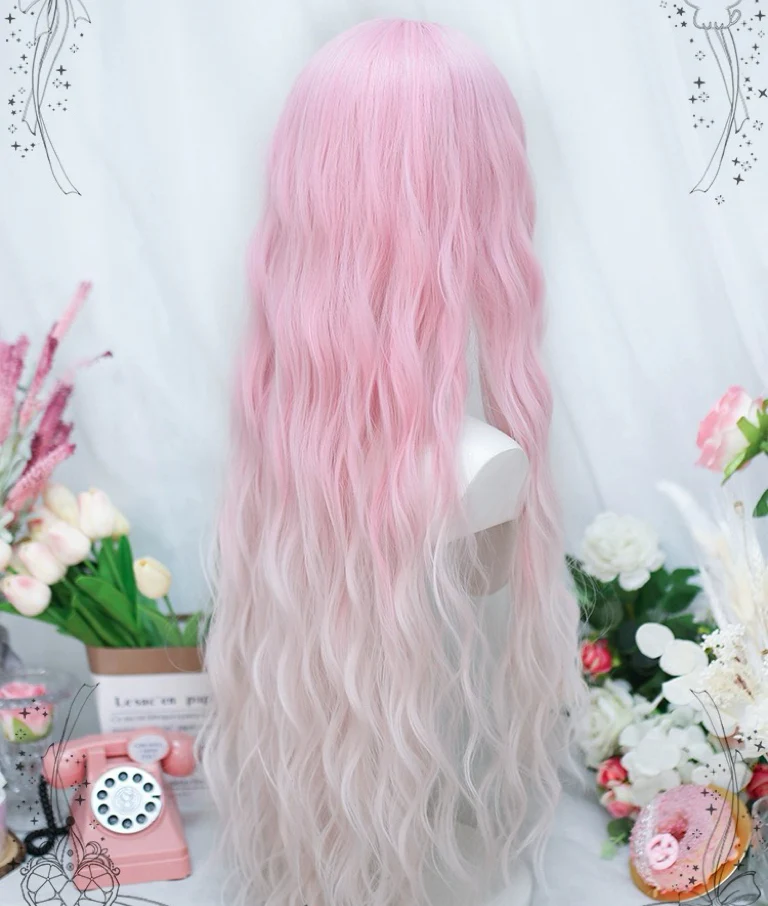Pink gradient long curly wig HA2402 - Image 4