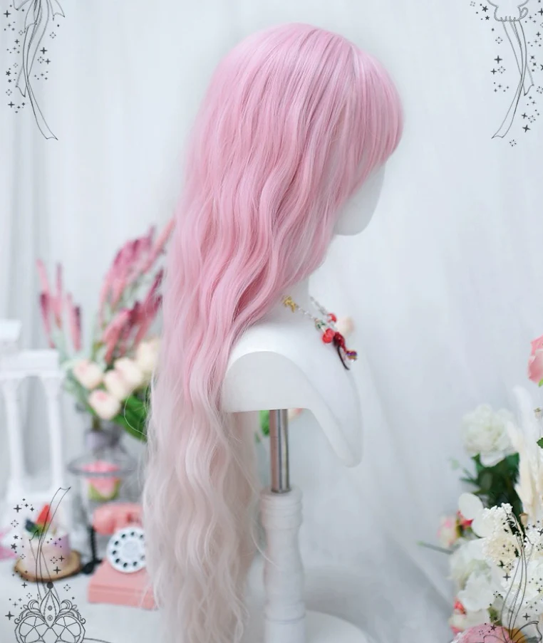 Pink gradient long curly wig HA2402 - Image 5