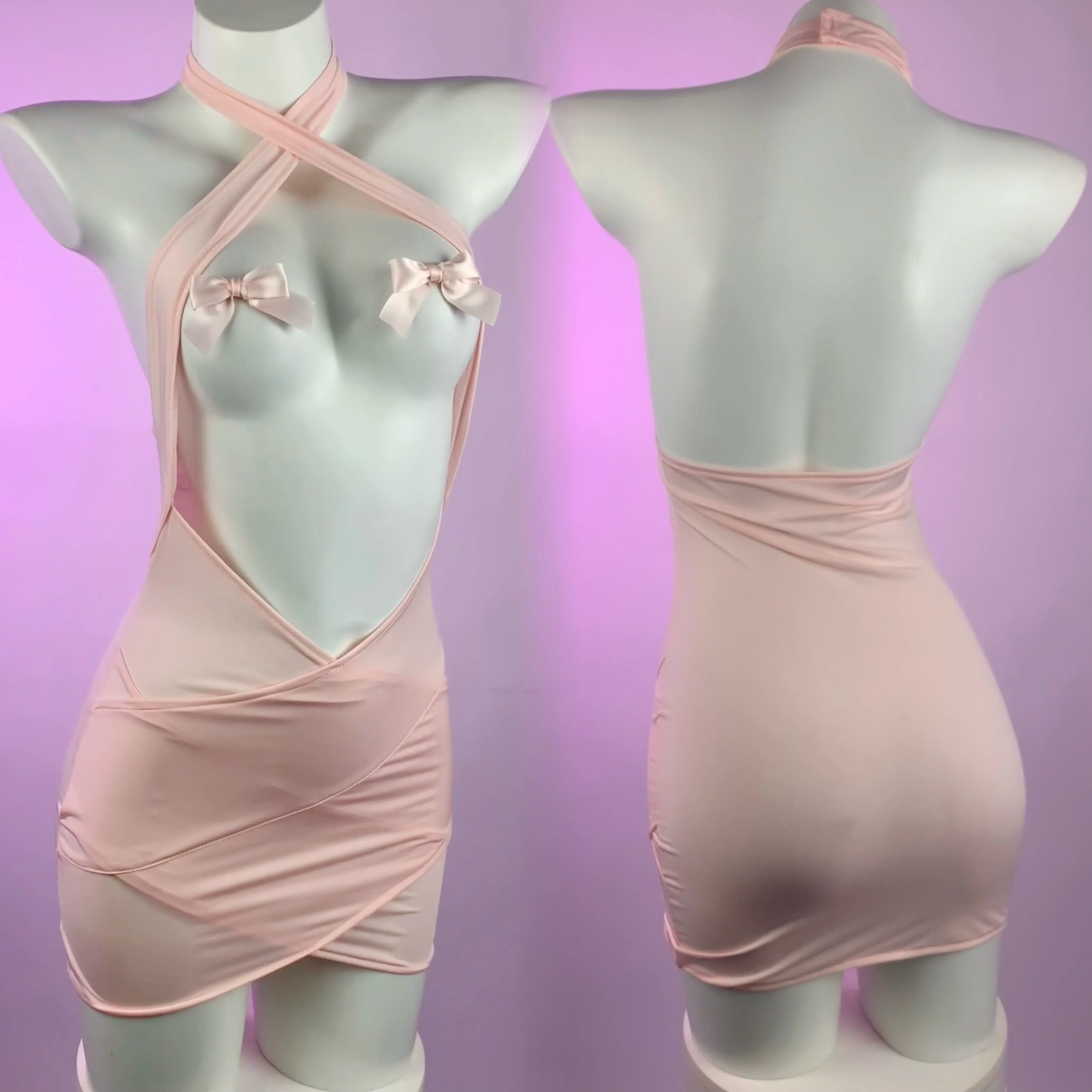 Pink halter dress HA2822 - Image 2
