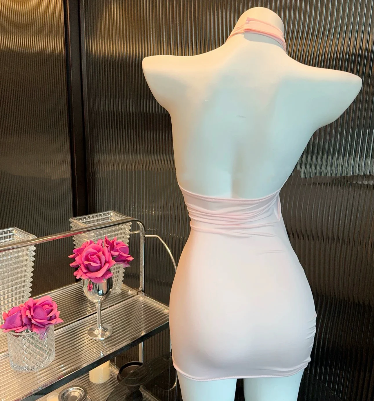 Pink halter dress HA2822 - Image 3