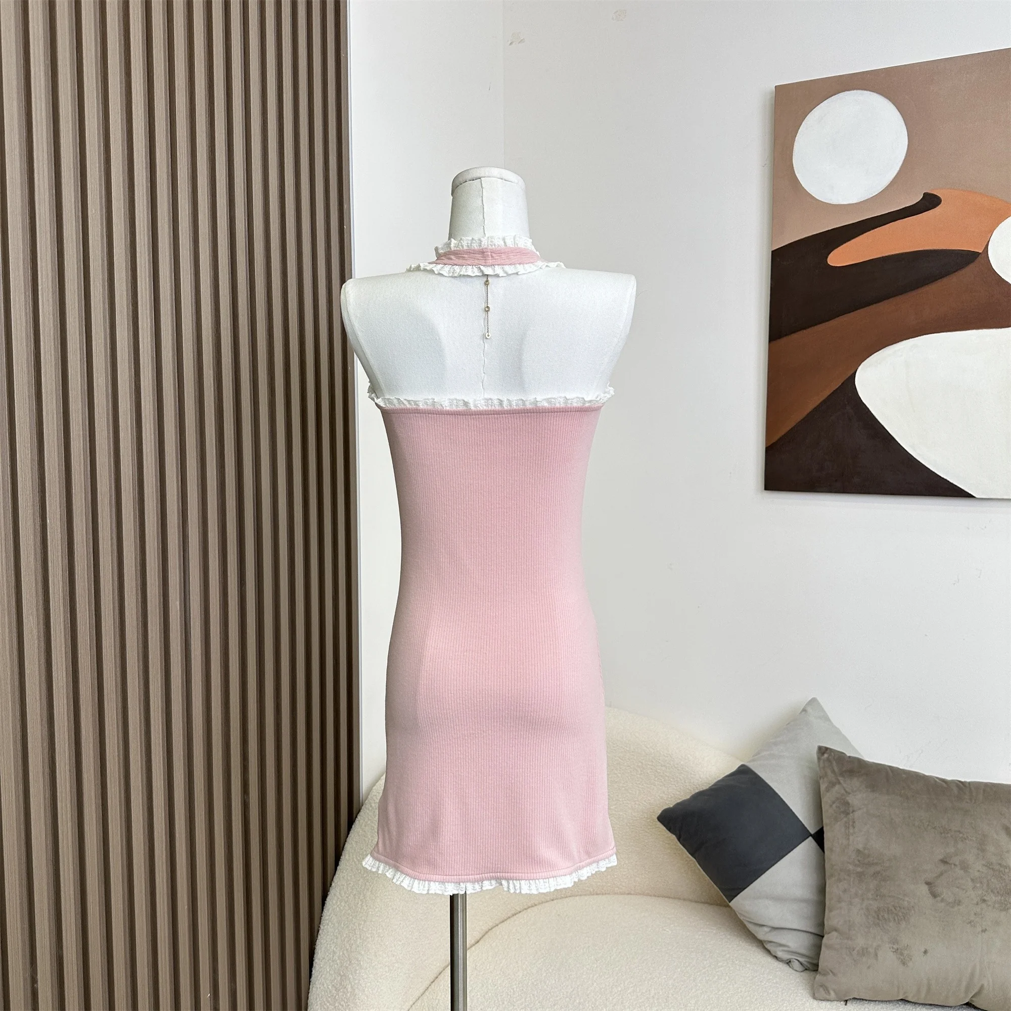 Pink Halter Knit Dress  HA1480 - Image 6