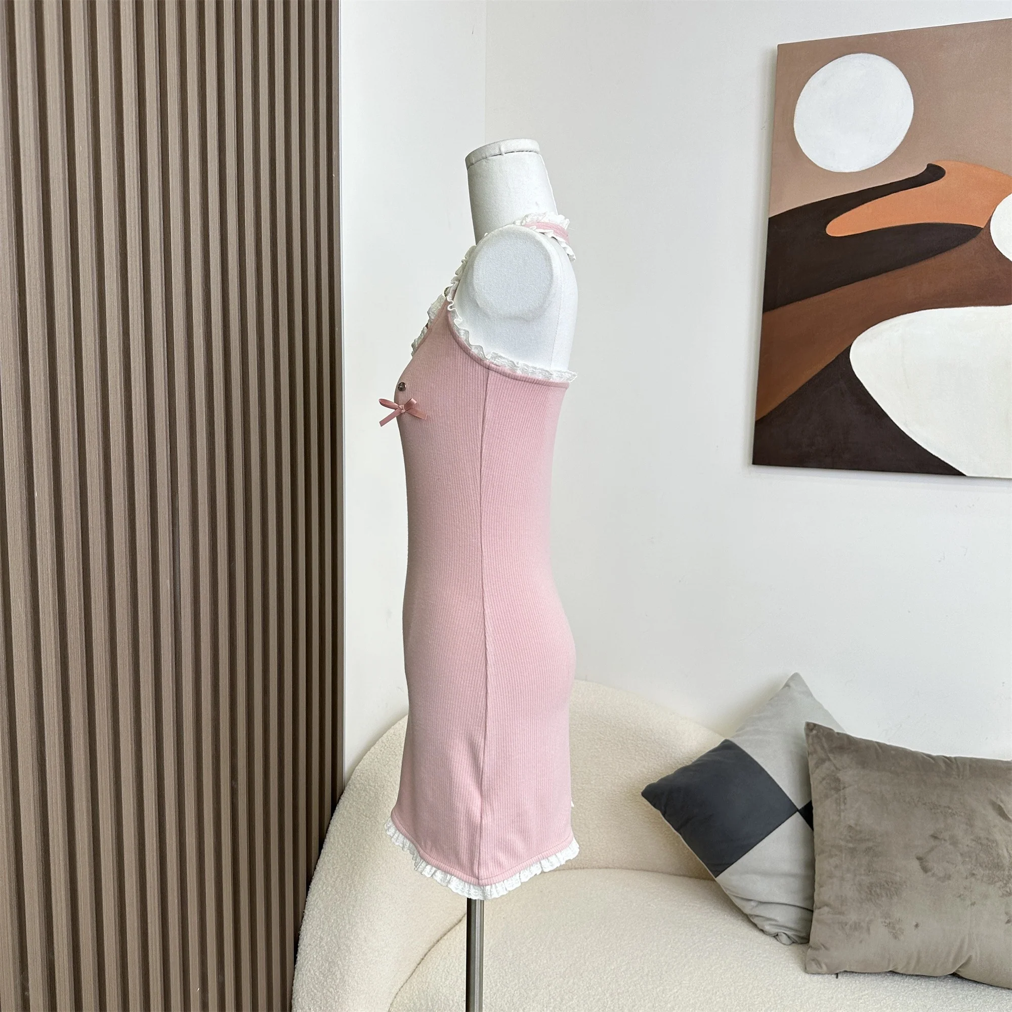 Pink Halter Knit Dress  HA1480 - Image 7