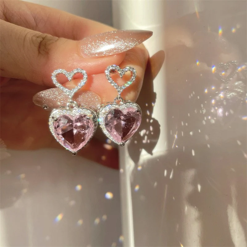 Pink Heart Earrings  HA1384 - Image 2