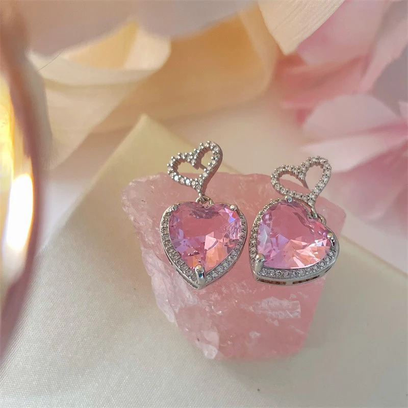 Pink Heart Earrings  HA1384 - Image 3