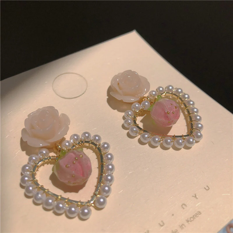 Pink Heart Peach Heart Stud Earrings HA0795 - Image 4
