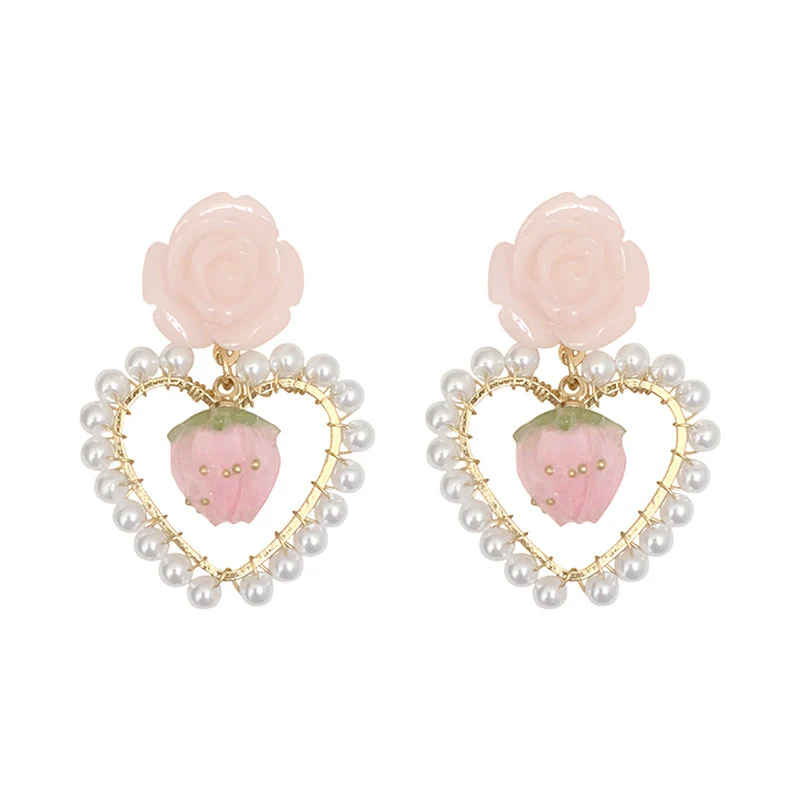 Pink Heart Peach Heart Stud Earrings HA0795 - Image 5