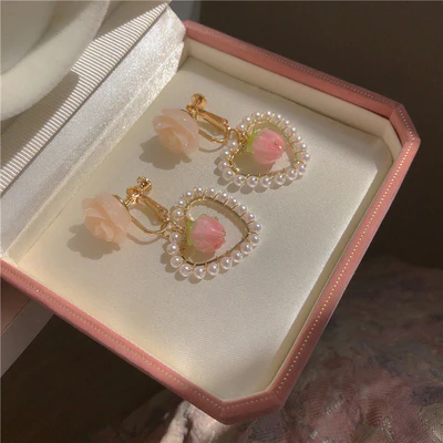 Pink Heart Peach Heart Stud Earrings HA0795 - Image 6