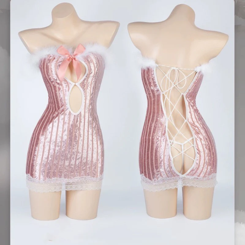 Pink hollow plush tube top and hip uniform   HA1823 - Image 8