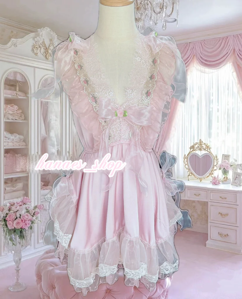 Pink lace bow dress HA29751 - Image 2