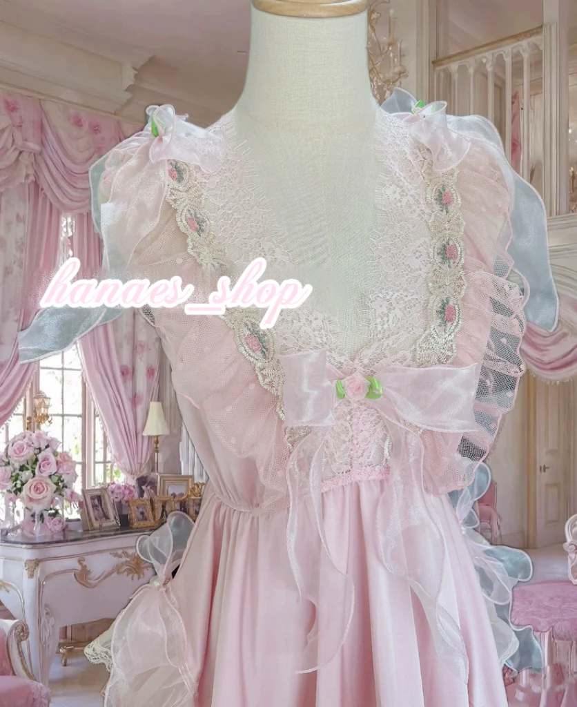 Pink lace bow dress HA29751 - Image 3