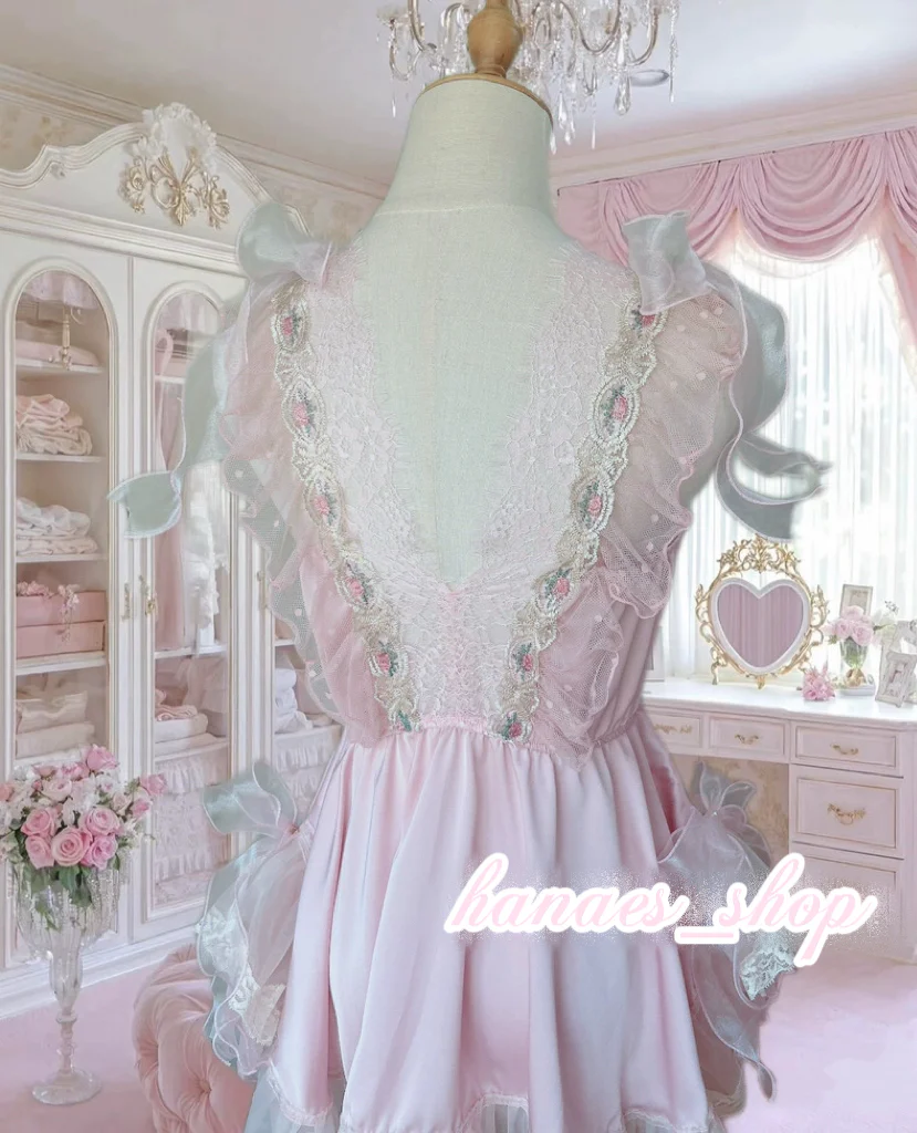 Pink lace bow dress HA29751 - Image 5