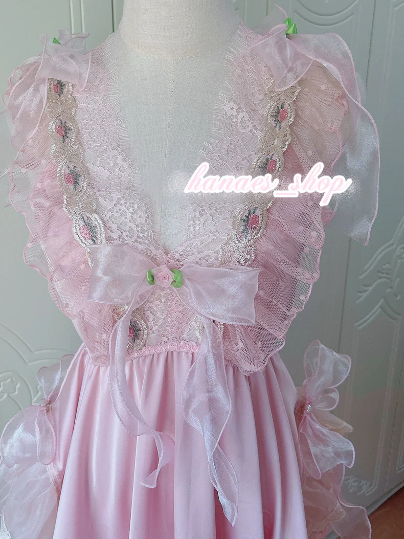 Pink lace bow dress HA29751 - Image 8