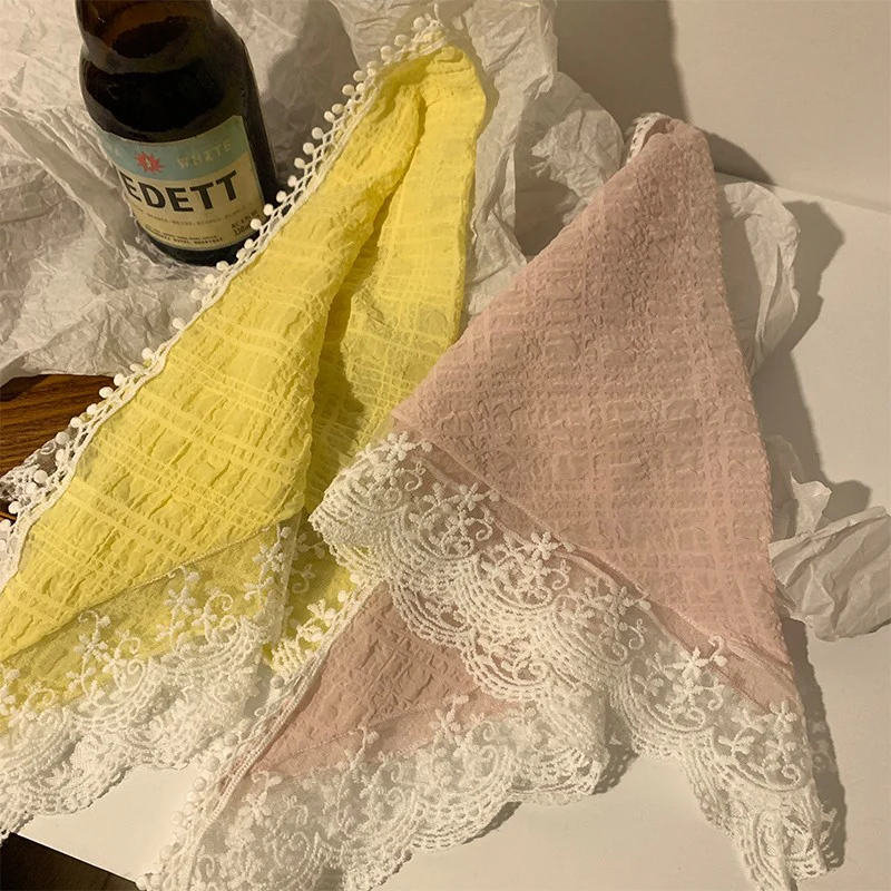 Pink lace flower triangle scarf   HA1874 - Image 4