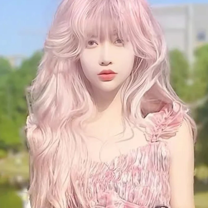Pink long curly hair big wave wig HA1976 - Image 2