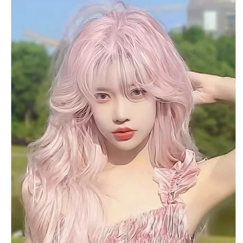 Pink long curly hair big wave wig HA1976 - Image 3