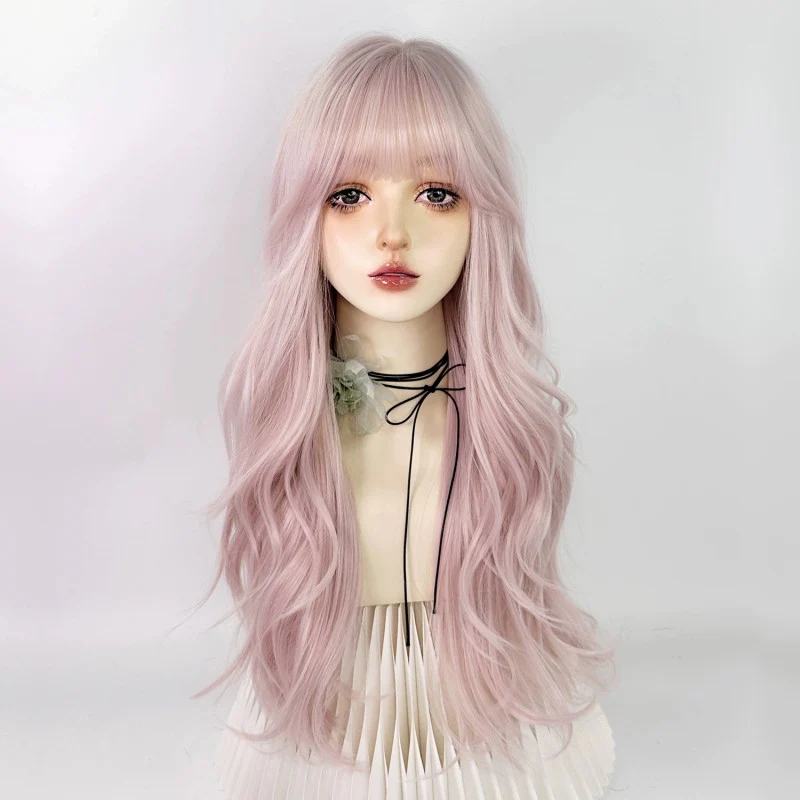 Pink long curly hair big wave wig HA1976 - Image 5