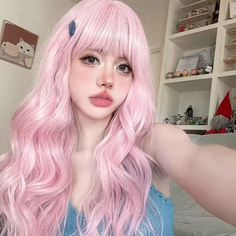 Pink Long Curly Wig HA1923 - Image 2