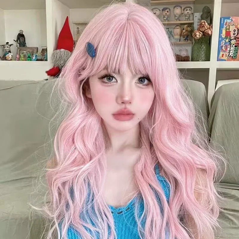 Pink Long Curly Wig HA1923 - Image 3